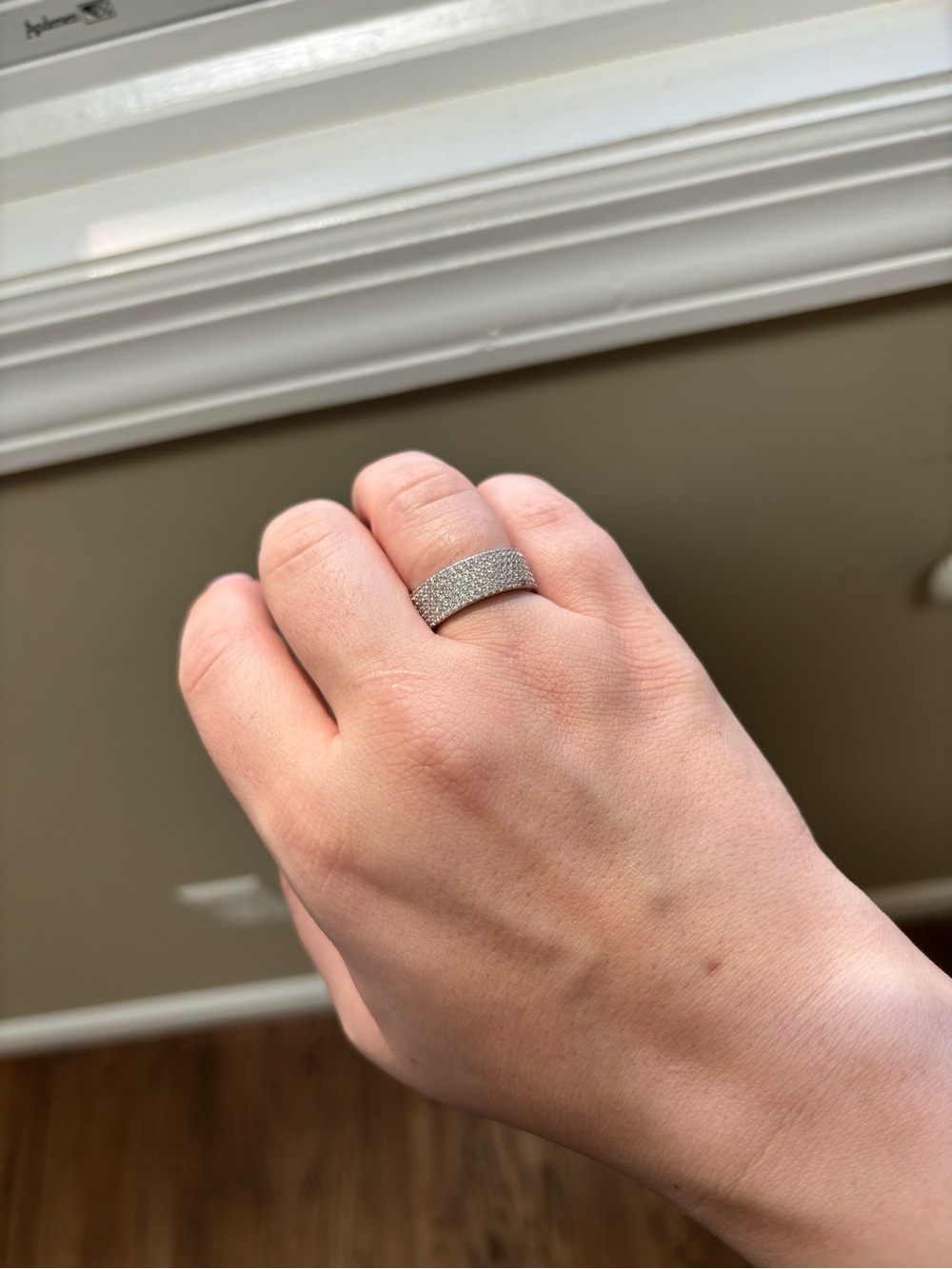 Adina Eden Pink and Silver Pavé Wide Band Ring
